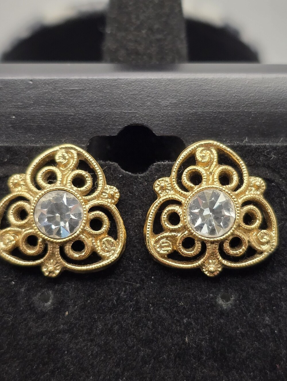 Vintage Gold Tone Costume Earrings With Solid 14k Gold Post And Backs